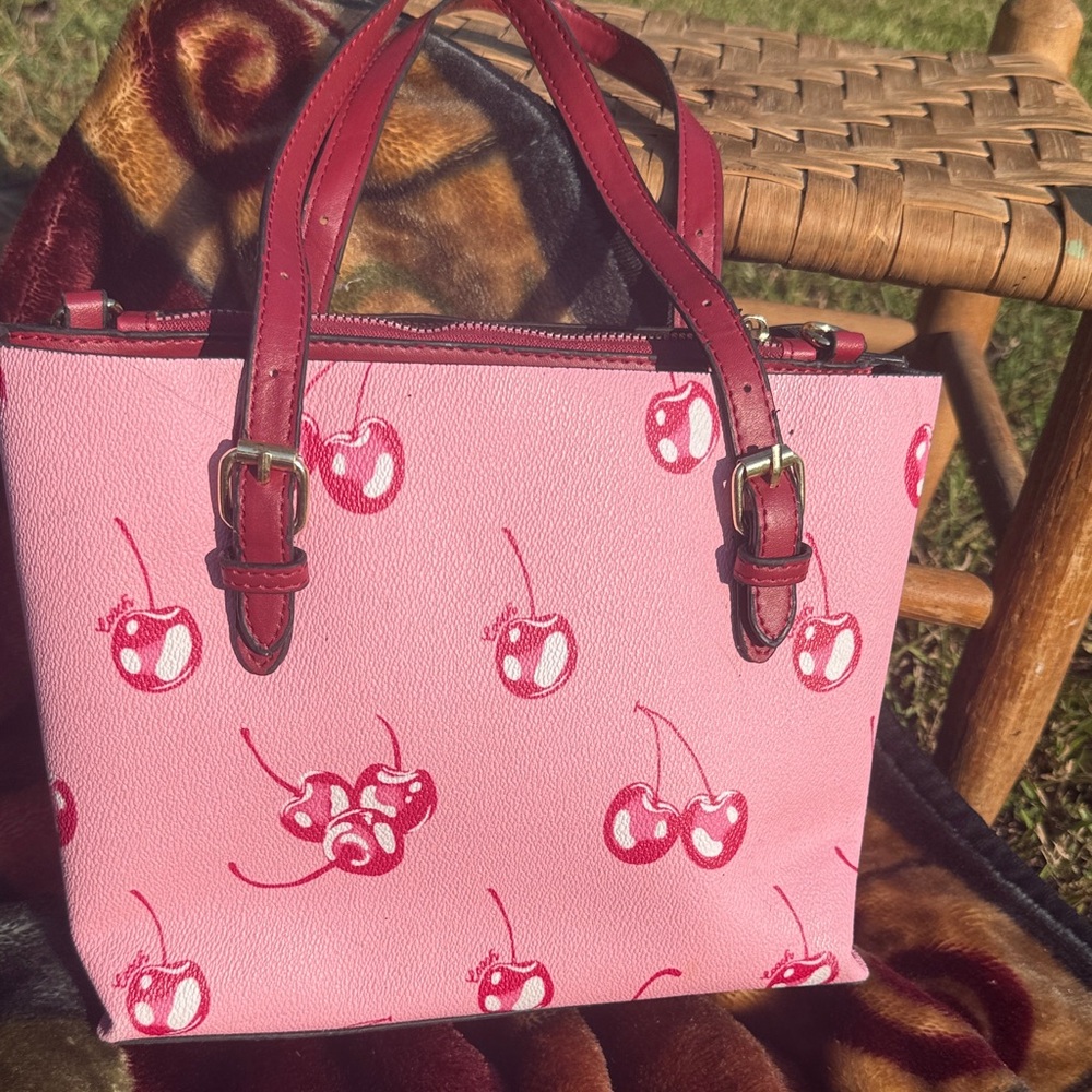 Coach Pink Tote with Cherry Design - Picture 2 of 13